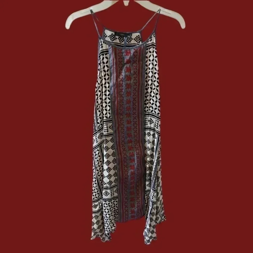 THML shark bite hem spaguetti strap  blue/red/ black dress size Small